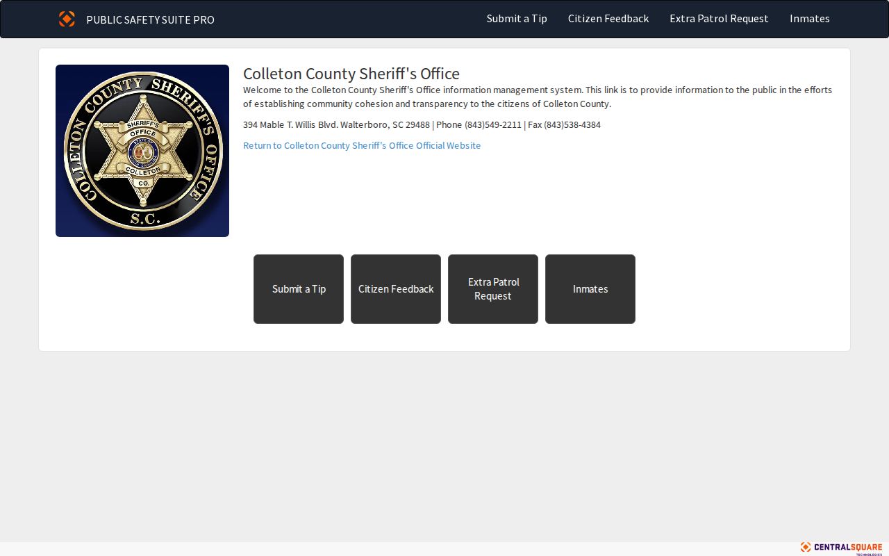 Colleton County arrest booking search in Suite Pro