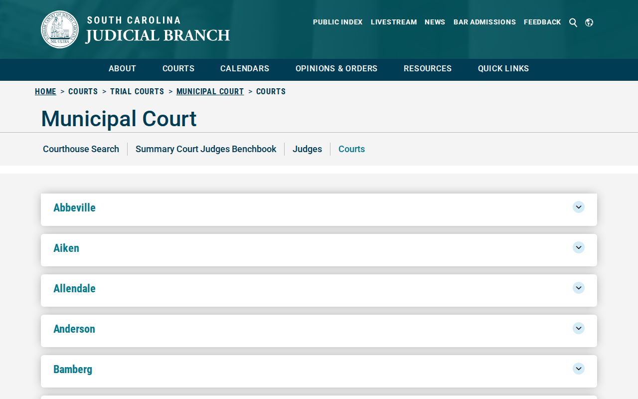 Cottageville Municipal Court criminal record directory listing