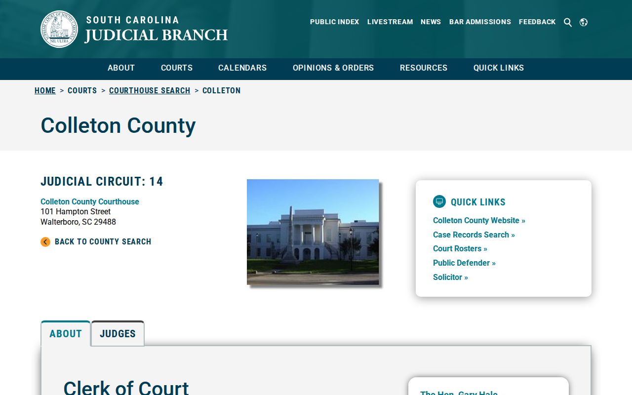 Colleton County courthouse criminal record office