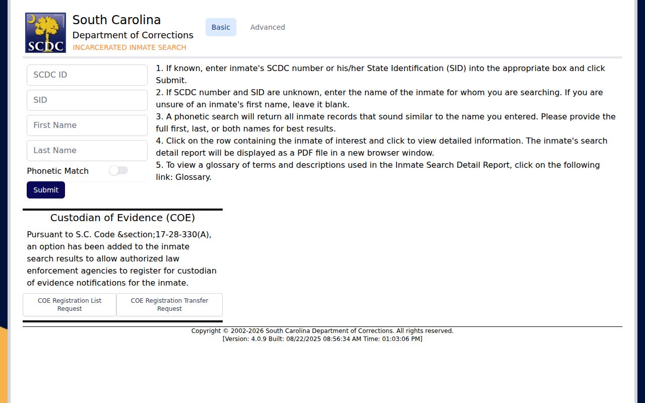 South Carolina prison search for Colleton County criminal records