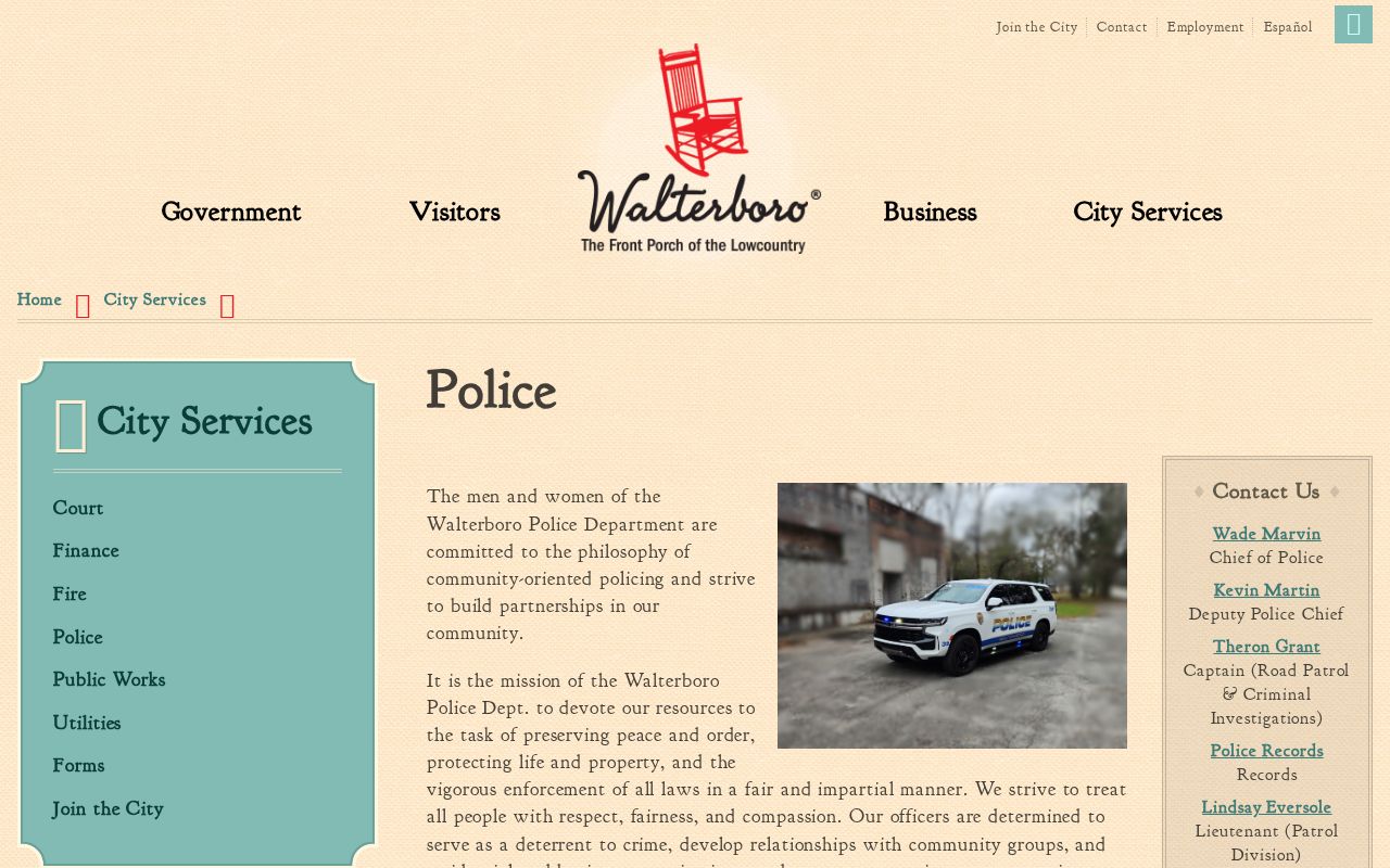 Walterboro Police Department criminal record information